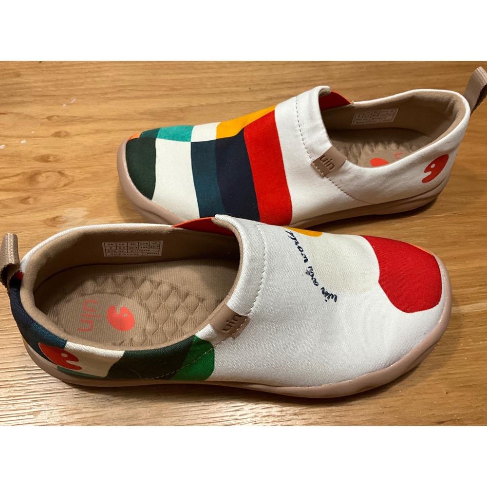 UIN Toledo Art Travel Shoes Womens 9 Multi Color Canvas Slip On Loafers W1109376